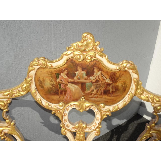 1940s Vintage French Louis XVI Ornate Pastel Pink and Gold Two Seater Settee For Sale - Image 5 of 12