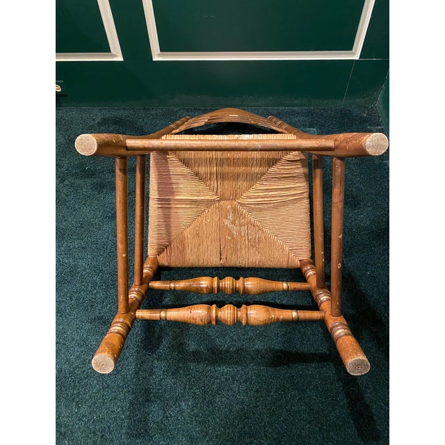 Wood Late 20th Century Heirloom Maple Ladderback Side Chair – Colonial Style With Rush Seat For Sale - Image 7 of 8