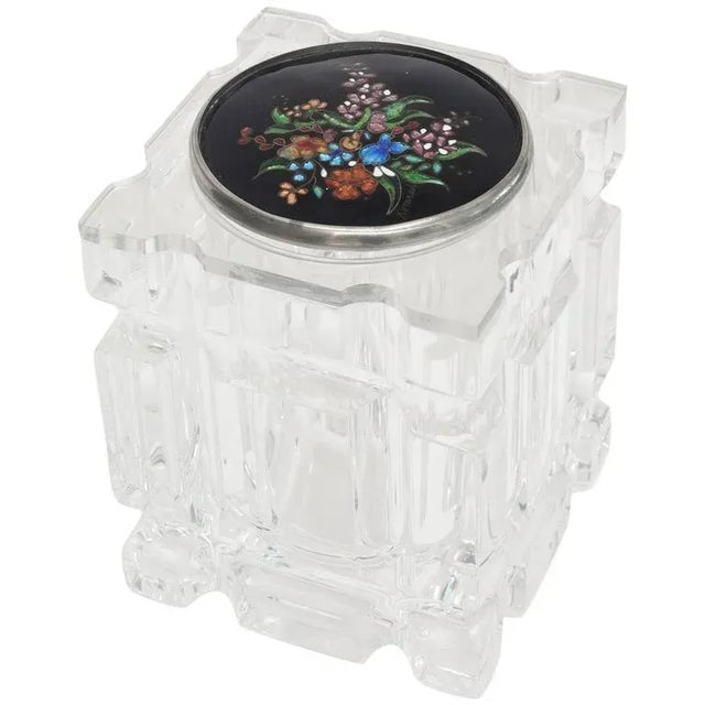 Vintage Enameled Foiled Cloisonné Top and Lucite Vessel, Box or Container 80's For Sale - Image 11 of 11