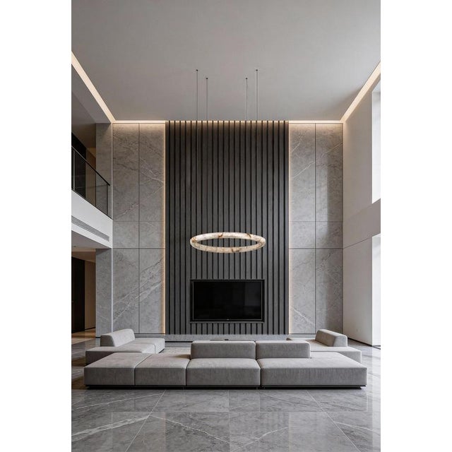 Halo with Pipe 77 Pendant Lamp by United Alabaster For Sale - Image 12 of 18