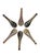 A beautiful set of six Asian-style ceramic soup spoons, featuring rich, variegated glazes in earthy tones of charcoal,...