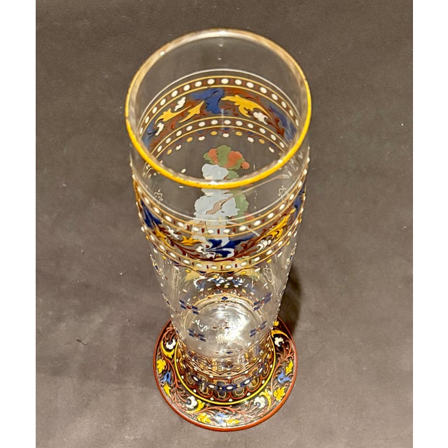 Late 19th Century J. & L. Lobmeyr Polychrome Enamel-Painted Glass Pokal With Armored Knight For Sale - Image 9 of 11