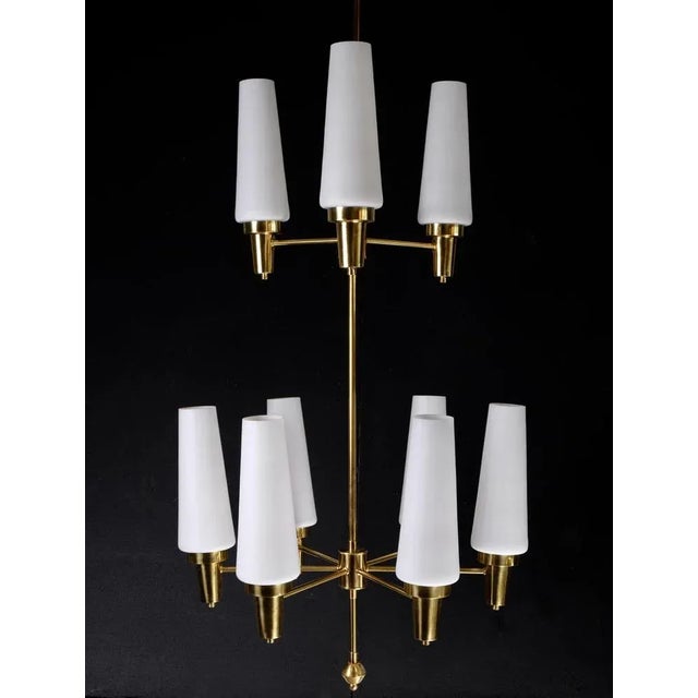 Swedish Brass Chandelier, 1950s For Sale - Image 3 of 13