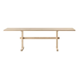 Gaspard Dining Table 240 in Light Oak and Brass by Eberhart Furniture For Sale