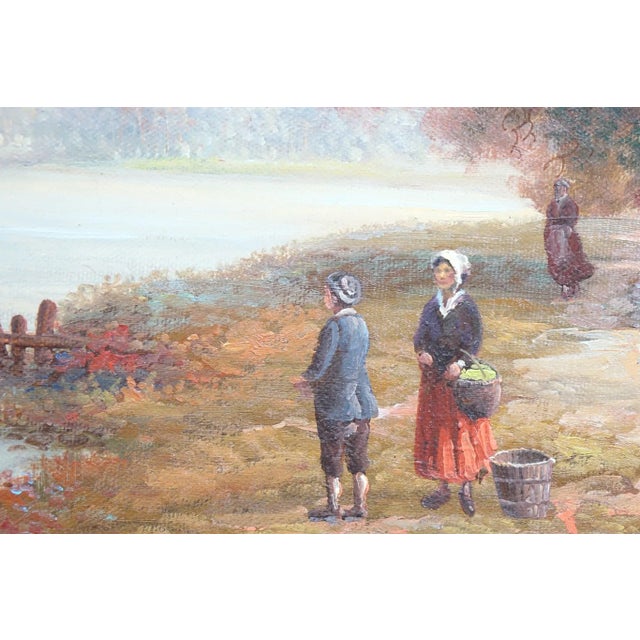 European School Oil on Canvas, Signed Original - 44” x 32” This exquisite oil painting, attributed to the European School,...