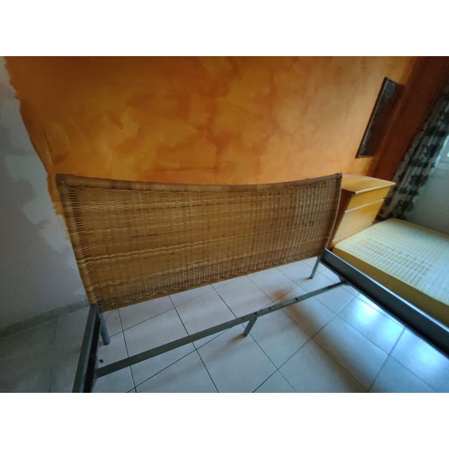1970s Vintage Double Bed in Iron and Wicker, 1980s For Sale - Image 5 of 9