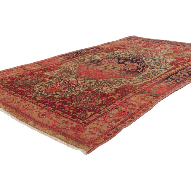 61112 Antique Persian Sarouk Farahan Rug, 04'00 x 06'08. Embark on a captivating journey through time and tradition with...