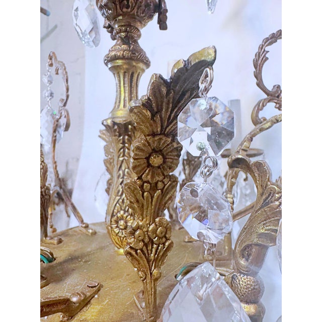 1920s Vintage Spanish Chandelier With Crystal Prisms For Sale - Image 10 of 15