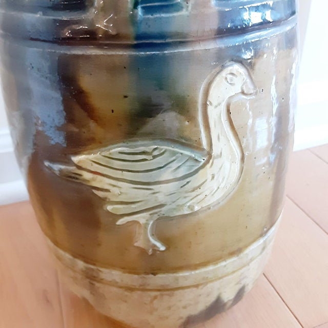 1920s Flemish Nouveau Art Belgium Blue Green Drip Glaze Pottery Vase For Sale - Image 11 of 12