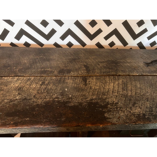 Vintage Wooden Workbench Tool & Task Table, 2 Drawers For Sale In New York - Image 6 of 8