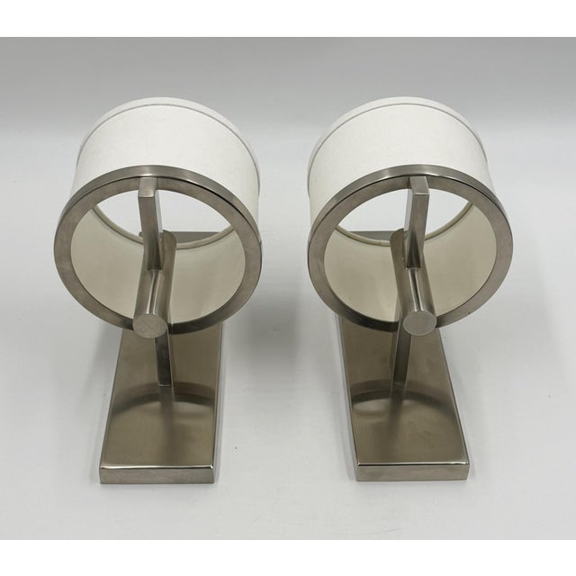 Paul Marra Designs Polished Nickel & Linen Wall Sconces - a Pair For Sale In Los Angeles - Image 6 of 18