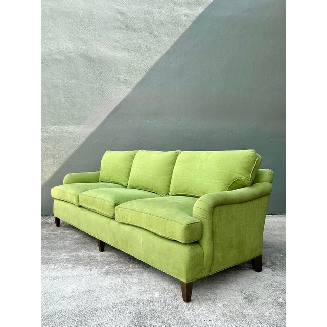 Vintage Baker Chartreuse Roll Arm Sofa For Sale - Image 12 of 12