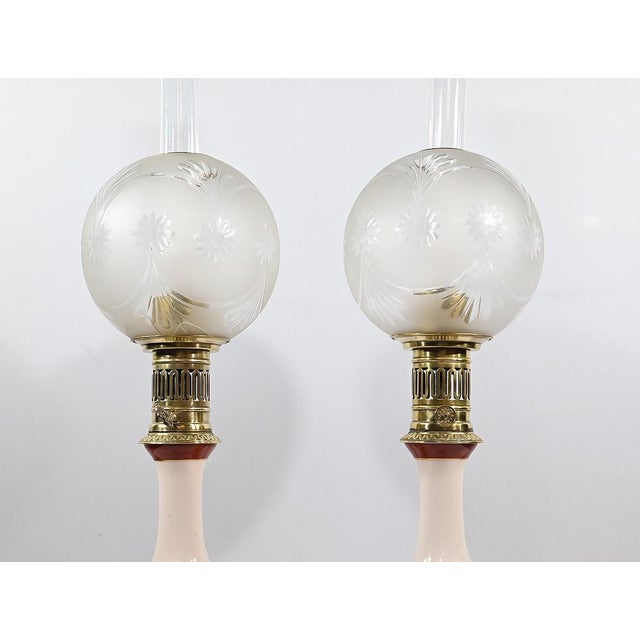 Oil Lamps in Porcelain, 1890s, Set of 2 For Sale - Image 12 of 18