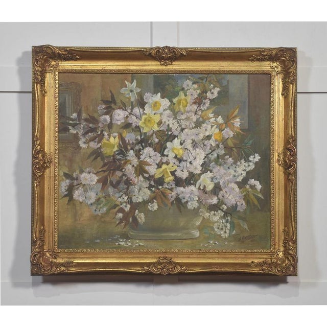 Spring Flowers, 1950s, Oil on Canvas, Glass, Framed For Sale - Image 9 of 9