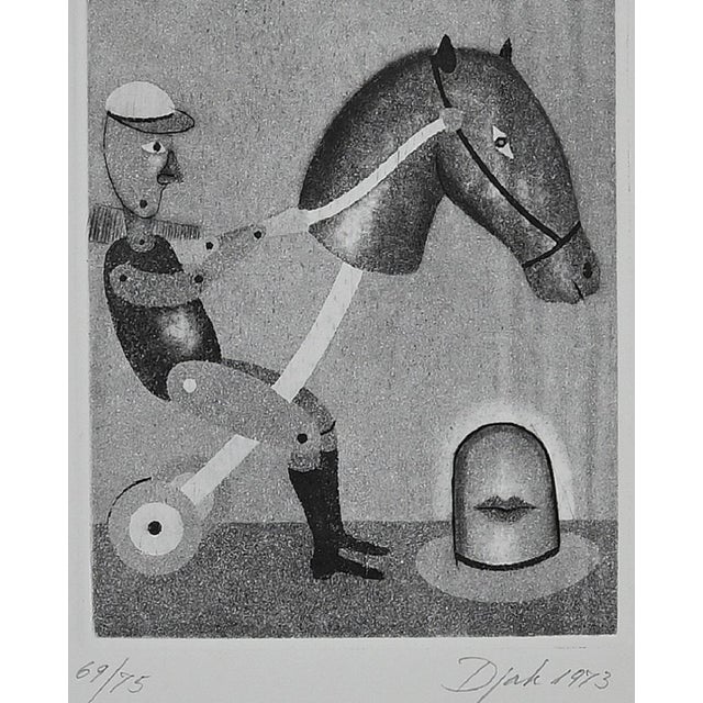 Zivko Djak, Rocking Horse, Etching, 1973 For Sale - Image 4 of 5