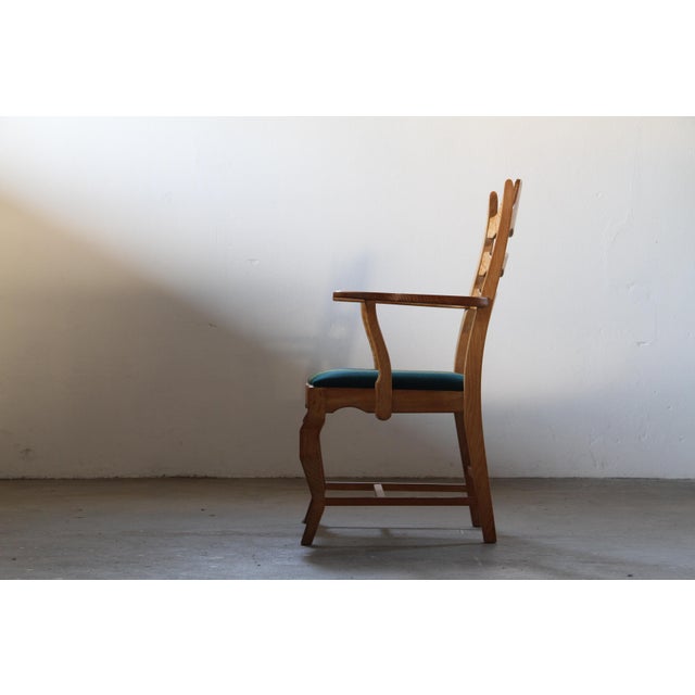 Vintage Brutalist Oak Razorblade Armchairs attributed to Henning Kjærnulf, 1960s, Set of 2 For Sale - Image 9 of 18