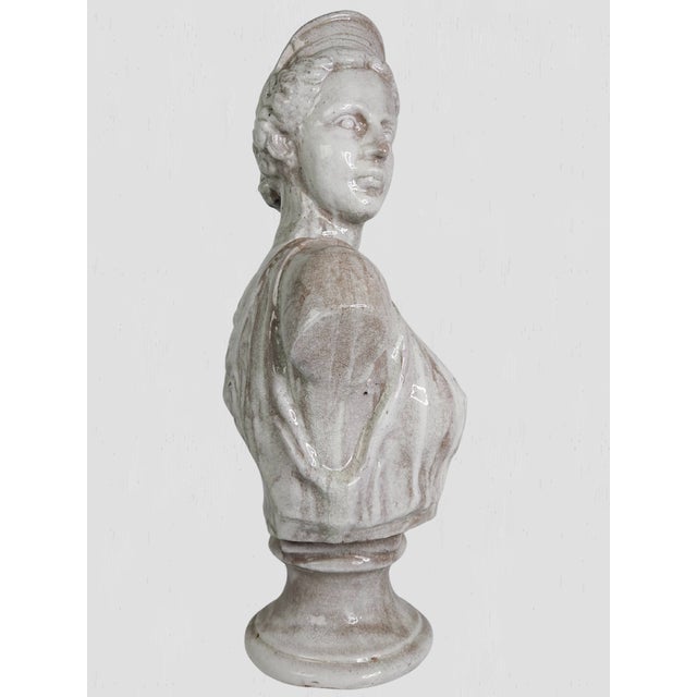 19th C. Glazed Terracotta Bust of Diana For Sale - Image 4 of 11