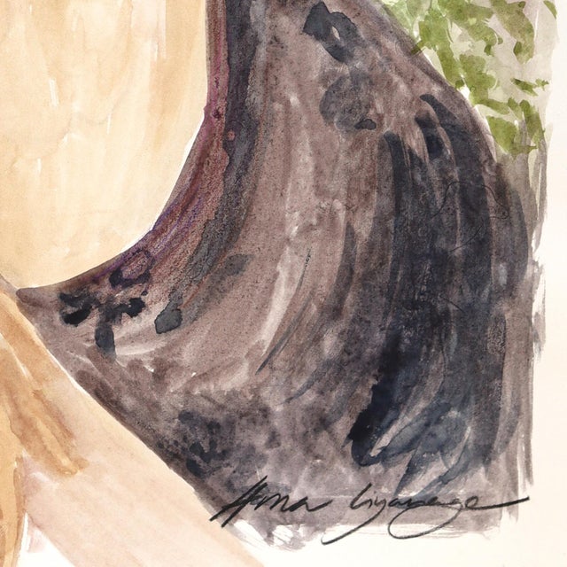 2020s Portrait VIII - Original Figurative Feminine Watercolor Painting on Paper by Ama Liyanage For Sale - Image 5 of 6