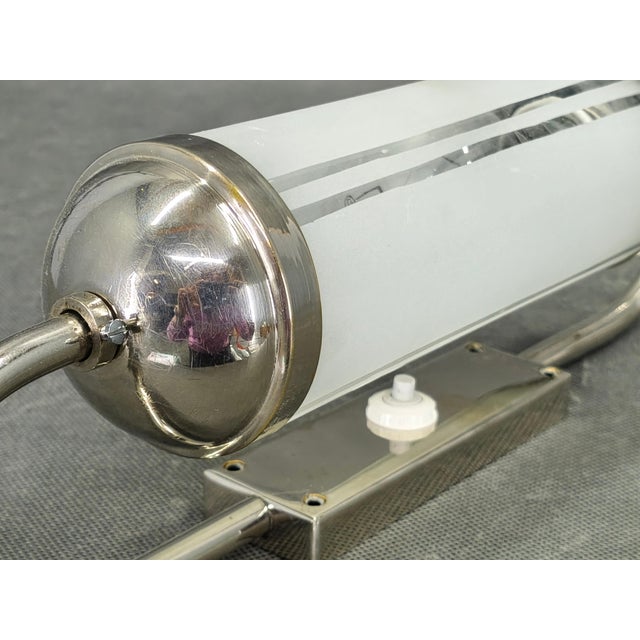 White Art Deco Nickel and Glass Wall Lights, 1930s, Set of 2 For Sale - Image 8 of 12