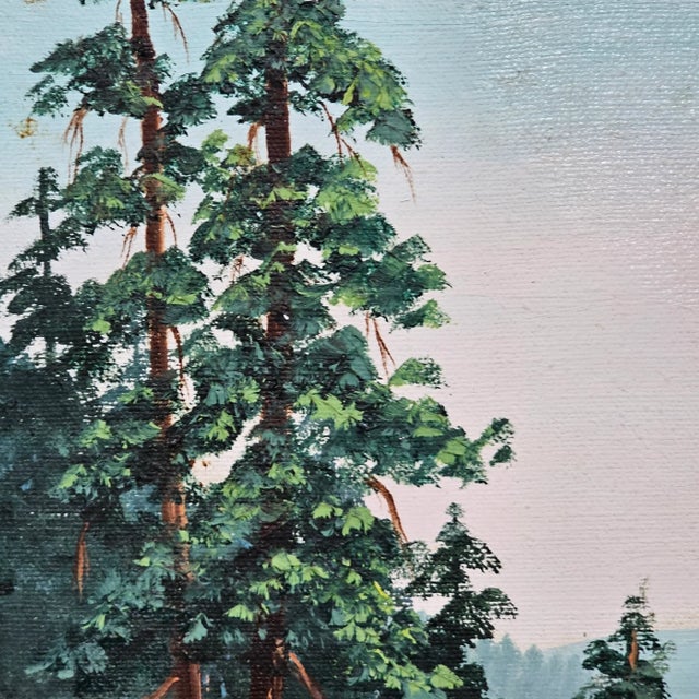 1970s Mountain Lake Landscape Oil Painting by Muriel Alvarez For Sale - Image 5 of 11