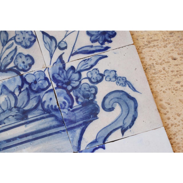 Tile Mural Panel Depicting a Baroque Jardinière With Flowers, Portuguese, 18th Century For Sale - Image 11 of 13