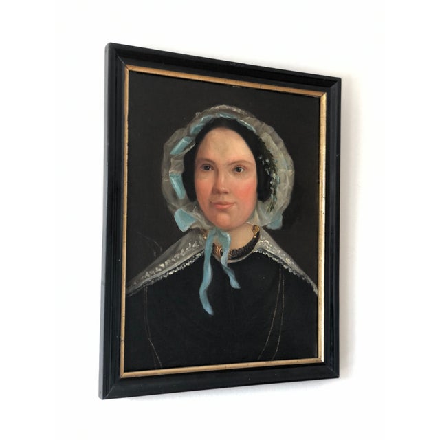 Antique Original Oil Painting of a Dutch Lady, 19th Century Portrait Art For Sale - Image 10 of 11