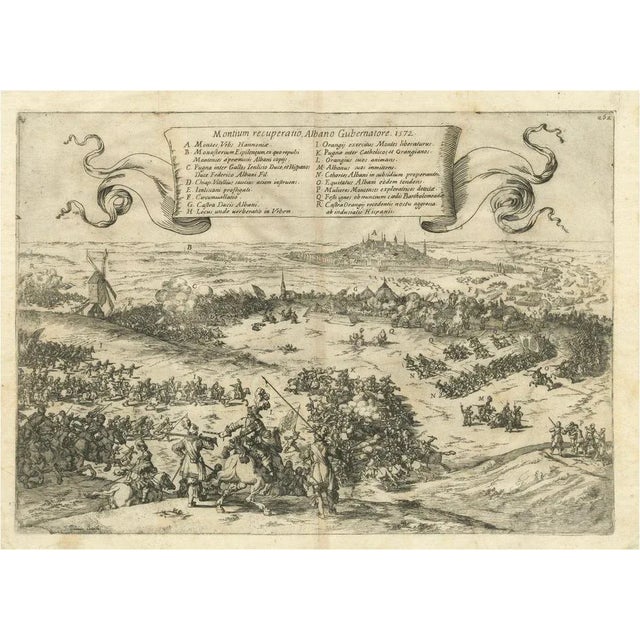Paper Engraving of the Battle of Bergen in Hainaut, 1647, Paper For Sale - Image 7 of 7