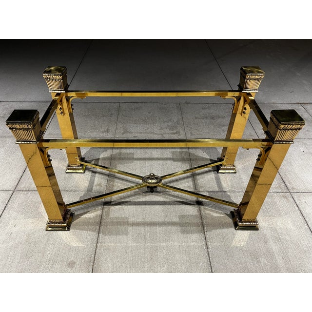 Brass Italian Brass Console Table Base After Mastercraft For Sale - Image 8 of 12