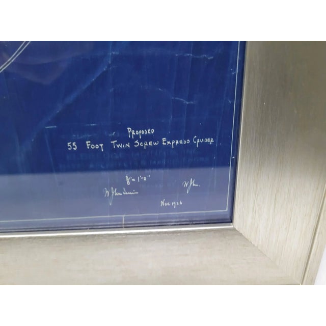 Authentic and original blueprint of a fifty-five-foot twin-screw express cruiser. Dated November 1926. This is a rich blue...