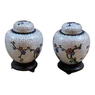 Chinese Cloisonné Ginger Jars, Pair For Sale