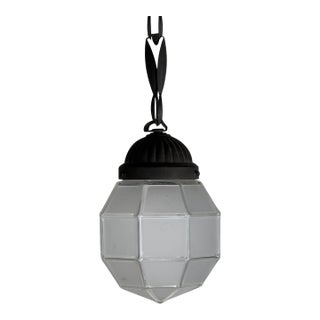 1920s Patinated Bronze and Faceted Glass Art Deco Light in the Style of Adolf Loos For Sale