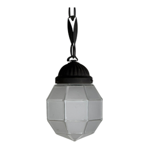 1920s Patinated Bronze and Faceted Glass Art Deco Light in the Style of Adolf Loos