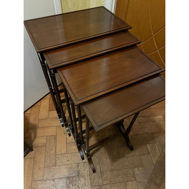 Mahogany Nest of Tables, 1890s, Set of 4 For Sale - Image 4 of 4