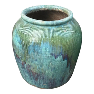 Vintage Chinese Green Glazed Ceramic Soy Sauce Jar