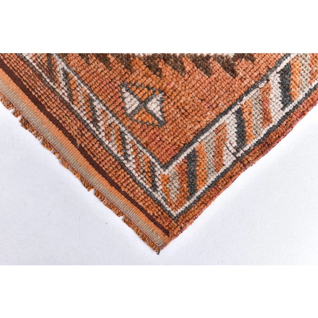 Brown Vintage Runner Rug in Wool For Sale - Image 8 of 13