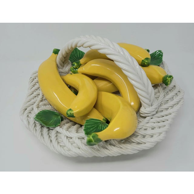 Hollywood Regency Vintage Italian Ceramic Basket of Bananas Made in Italy - For Sale - Image 3 of 13