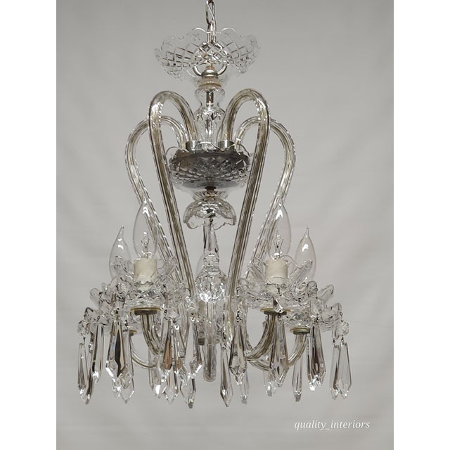 Vintage Waterford Fleur De Lis S Curved Cut Crystal 5 Arm 5 Light Chandelier For Sale - Image 10 of 12