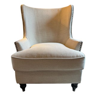 High Wingback Chair With Nailhead Trim For Sale