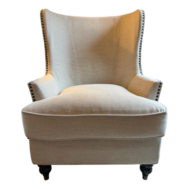 High Wingback Chair With Nailhead Trim For Sale