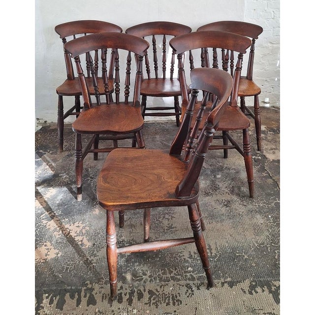 Wood Antique 19th Century Oak Farmhouse Dining Chairs, Set of 6 For Sale - Image 7 of 9