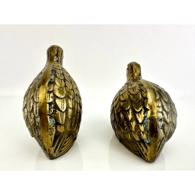 Metal Mid Century Sold Brass Pheasants, a Pair For Sale - Image 7 of 10