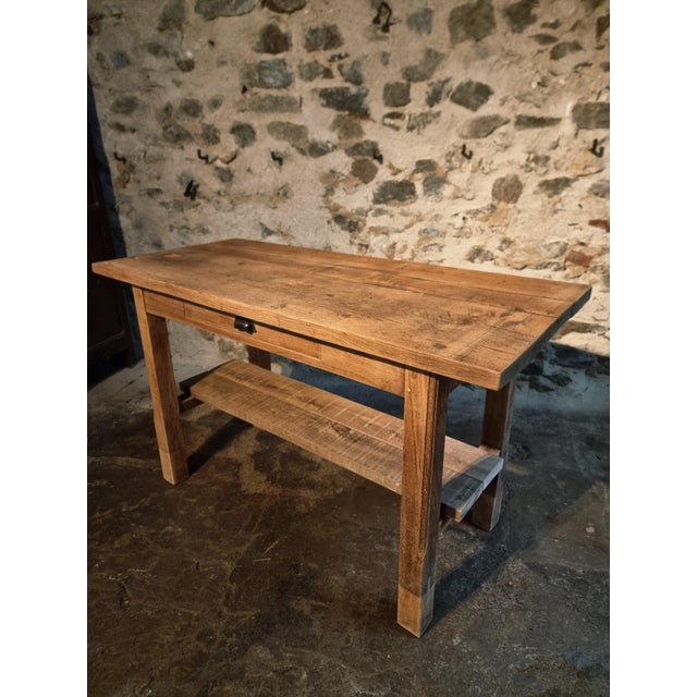 Vintage French Oak Workbench or Kitchen Island, 1930s For Sale - Image 4 of 18