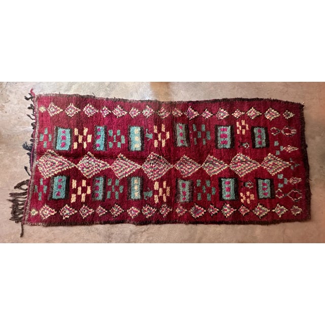 1980s Authentic Magenta Moroccan Rug - 12.3 X 5.58 Ft For Sale - Image 4 of 11