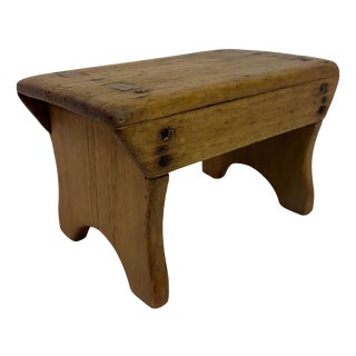 Small Primitive Rustic Pine Stool, 1890s For Sale