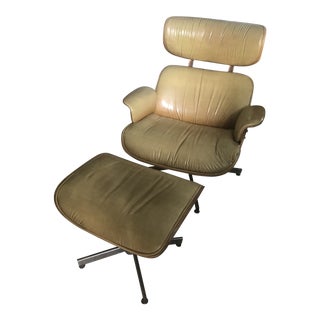 1960s Vintage Eames Style Chair and Ottoman For Sale