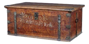 Early 19th Century Swedish Hand Painted Pine Blanket Box, 1816