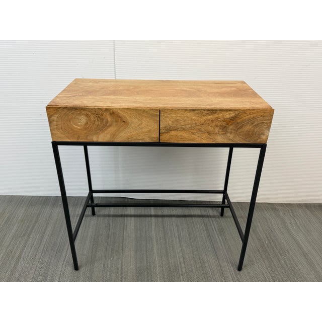 Wood West Elm Industrial Mango Wood Mini Desk For Sale - Image 7 of 12