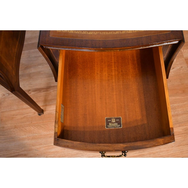 1920 Antique Pair of Columbia Regency Style Mahogany Pembroke Side / End Tables For Sale - Image 15 of 18