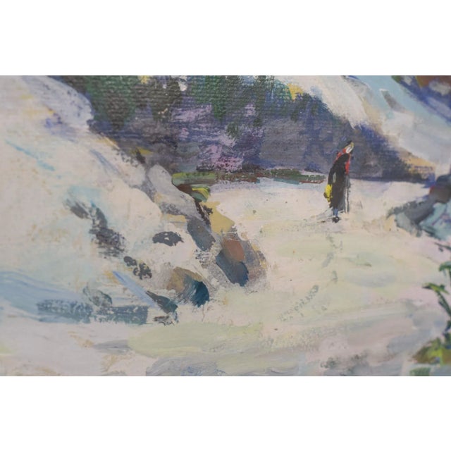 R. Marrera, Impressionist Snowscape, Mid 20th-Century, Oil on Paper, Framed For Sale - Image 9 of 13