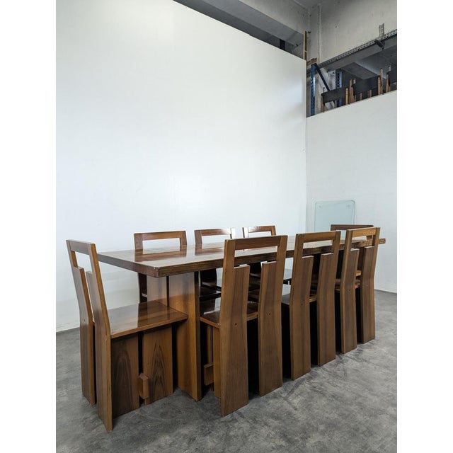 Loto Spa Italian Chairs in American Walnut, Set of 8 For Sale - Image 13 of 14